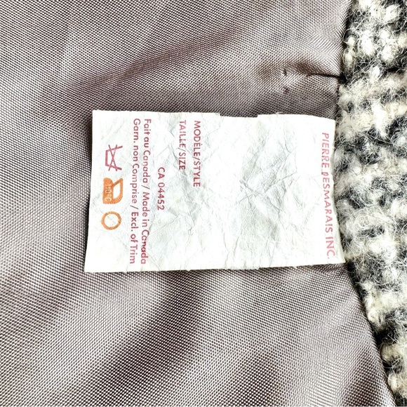 PIERRE DESMARAIS WINTER WOOL COAT WHITE GREY TRENCH COAT VINTAGE MADE IN CANADA - Picture 12 of 15